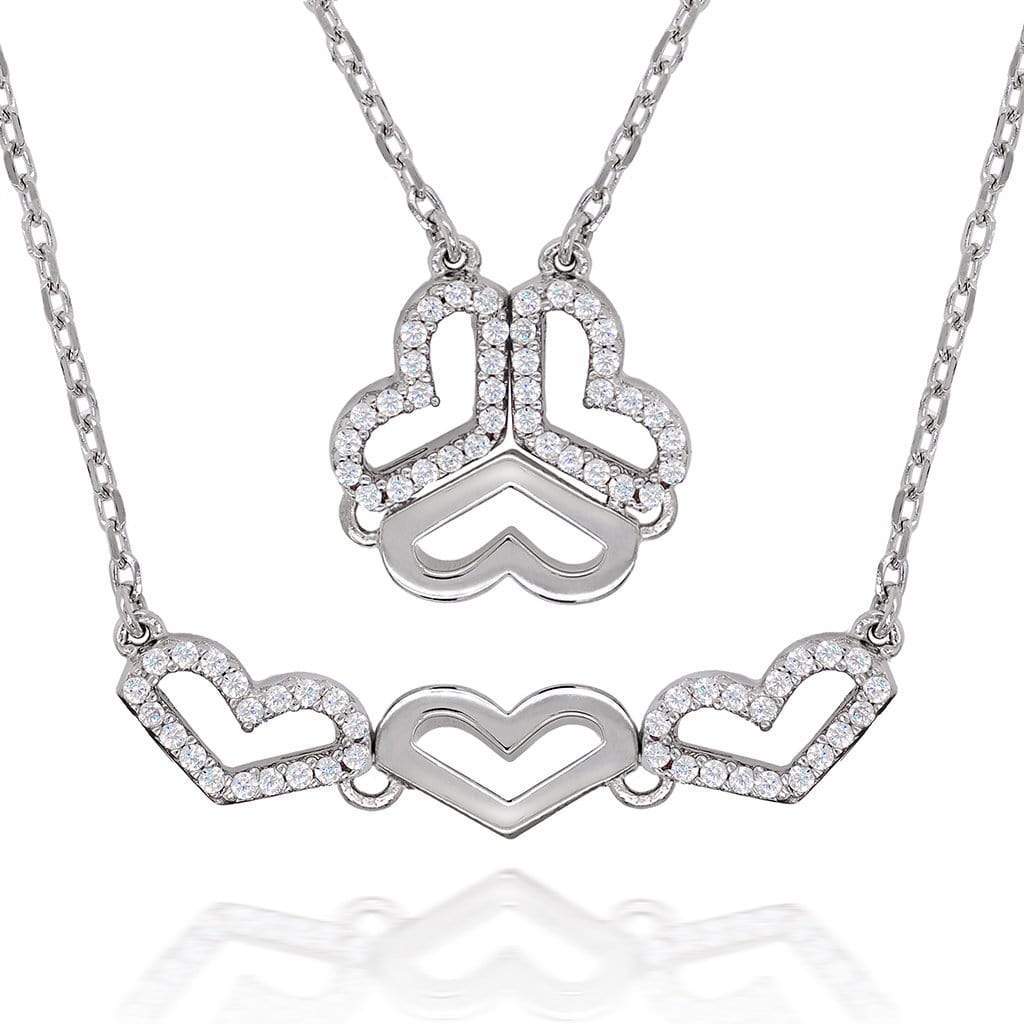 Lynora Jewellery Necklace 18" / Sterling Silver / Clear Open & Close Heart Pendant Sterling Silver