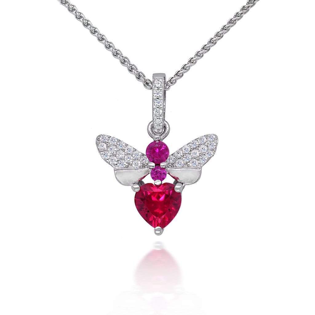 Lynora Jewellery Necklace 18" / Sterling Silver / Ruby Ruby Bee Pendant Sterling Silver