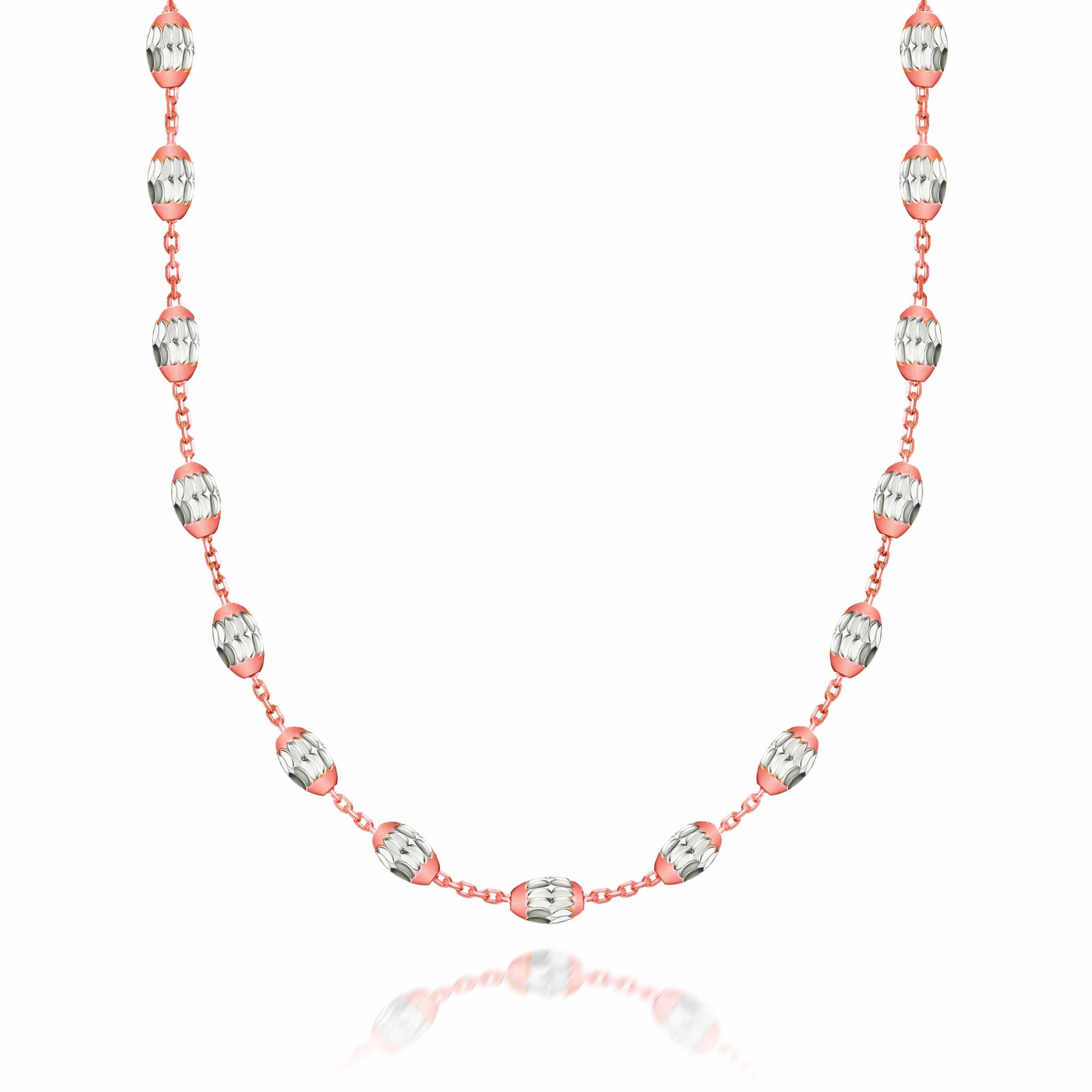 Lynora Jewellery Necklace Geobeads Necklace Rose Gold Plate with Silver Beads