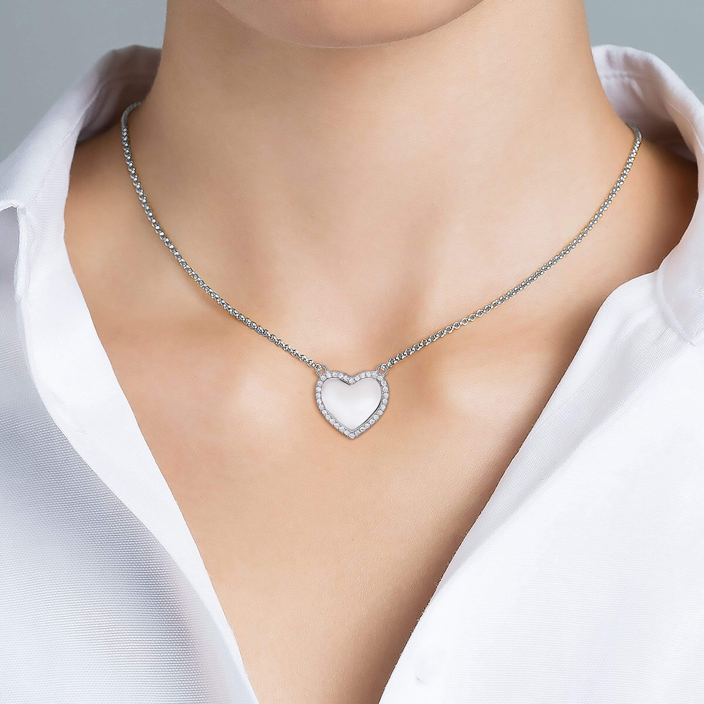 Lynora jewellery Necklace Sterling Silver / Clear Embrace Heart Necklace