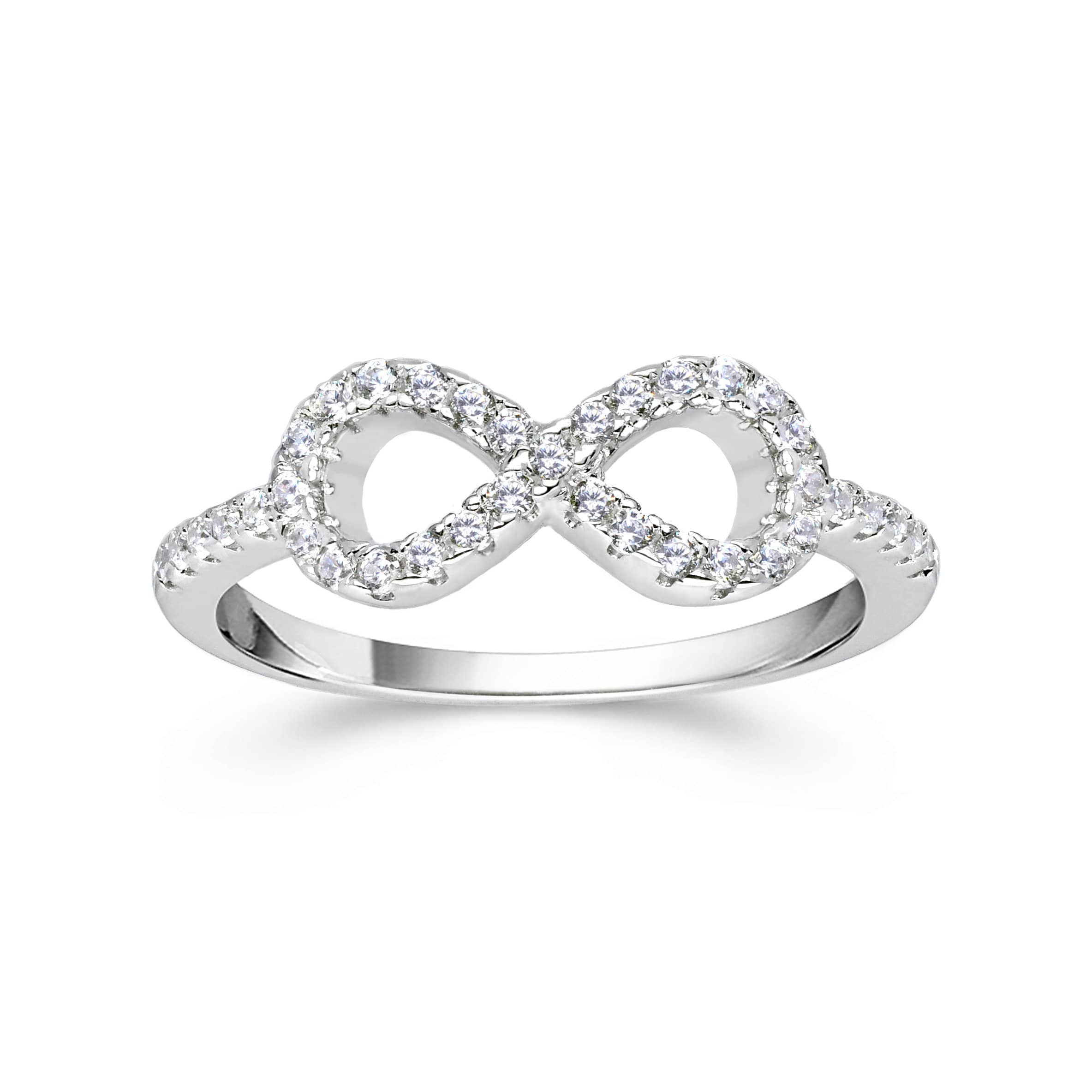 Sterling silver infinity on sale ring with diamonds