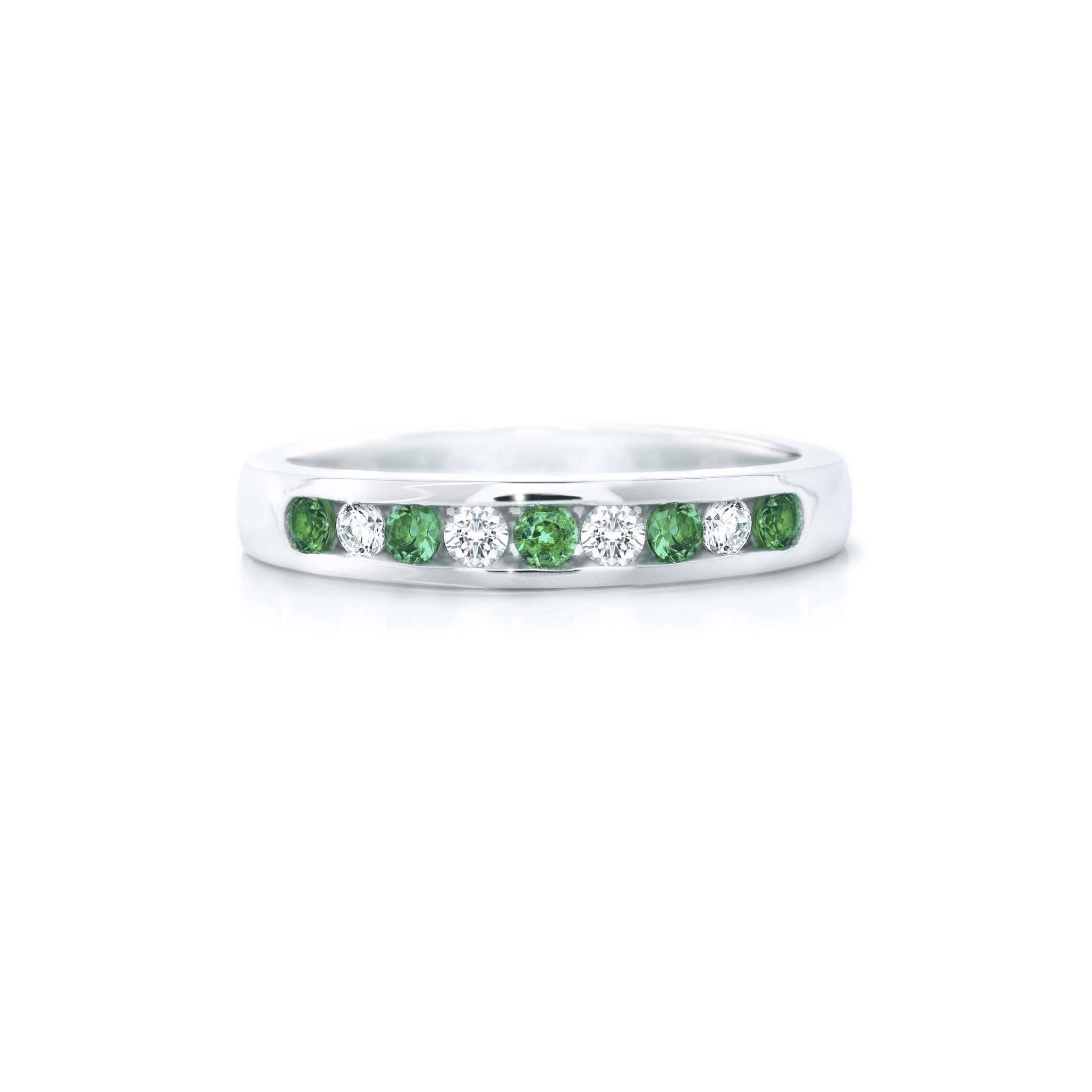 Lynora Jewellery Ring Opulence Channel Set Ring Sterling Silver & Emerald Stone Colour