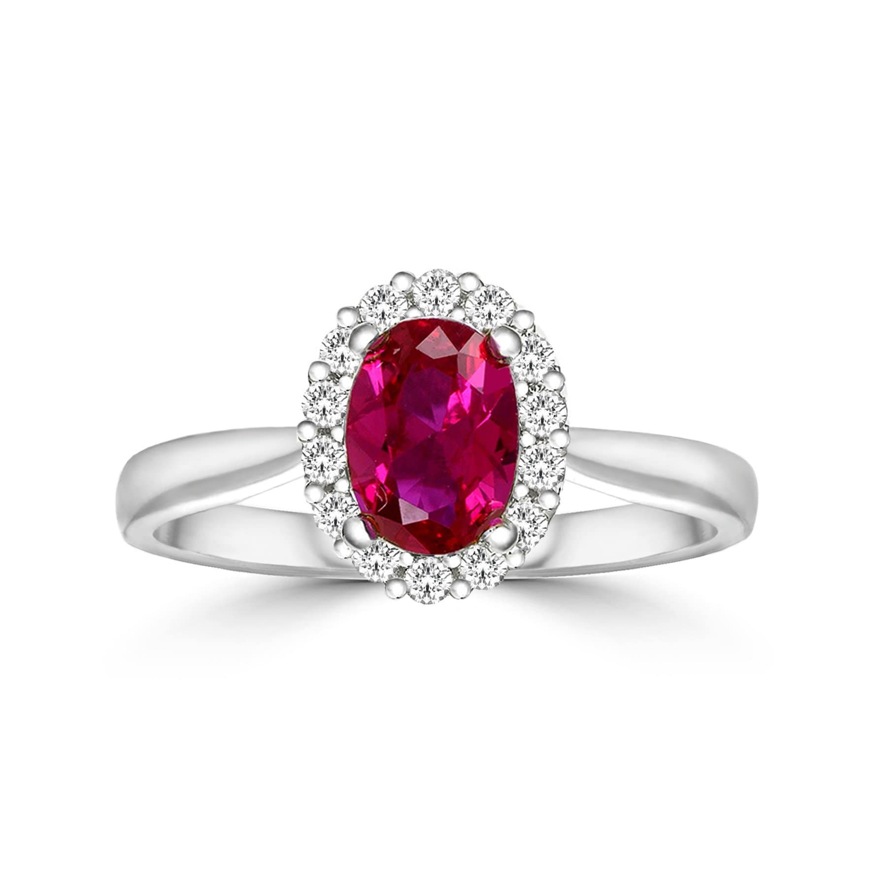 Lynora Jewellery Ring Opulence Halo Ring Sterling Silver & Ruby Stone