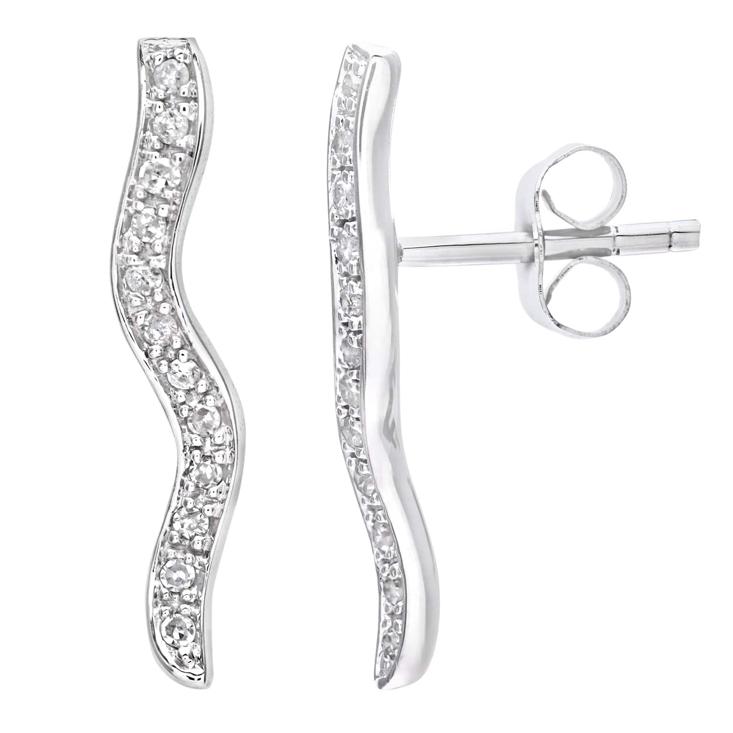 Lynora Luxe Earring White Gold 9ct / Diamond 9ct White Gold 0.15ct Diamond Twist Drop Earrings