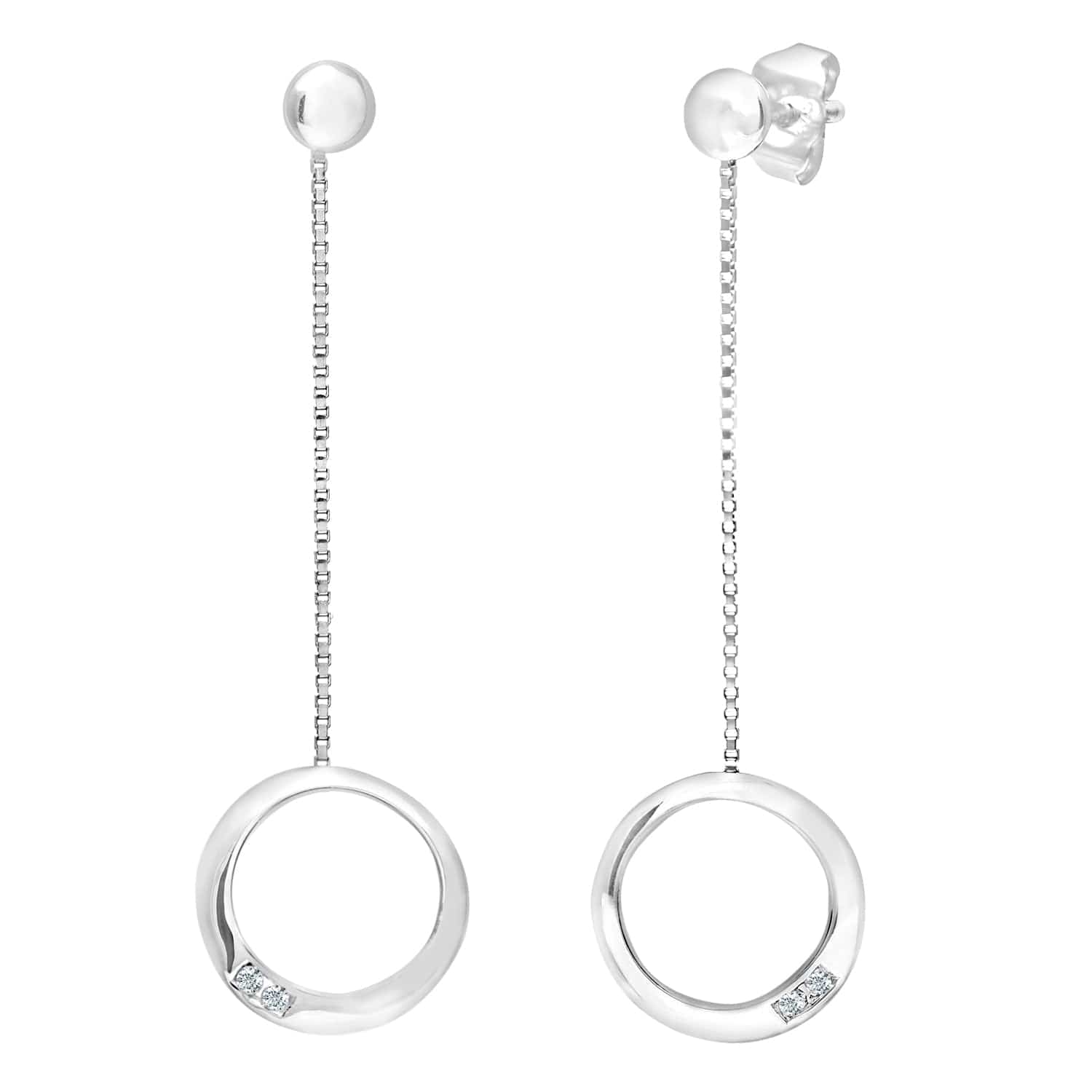 Lynora Luxe Earring White Gold 9ct / Diamond 9ct White Gold Diamond Circle Drop Earrings