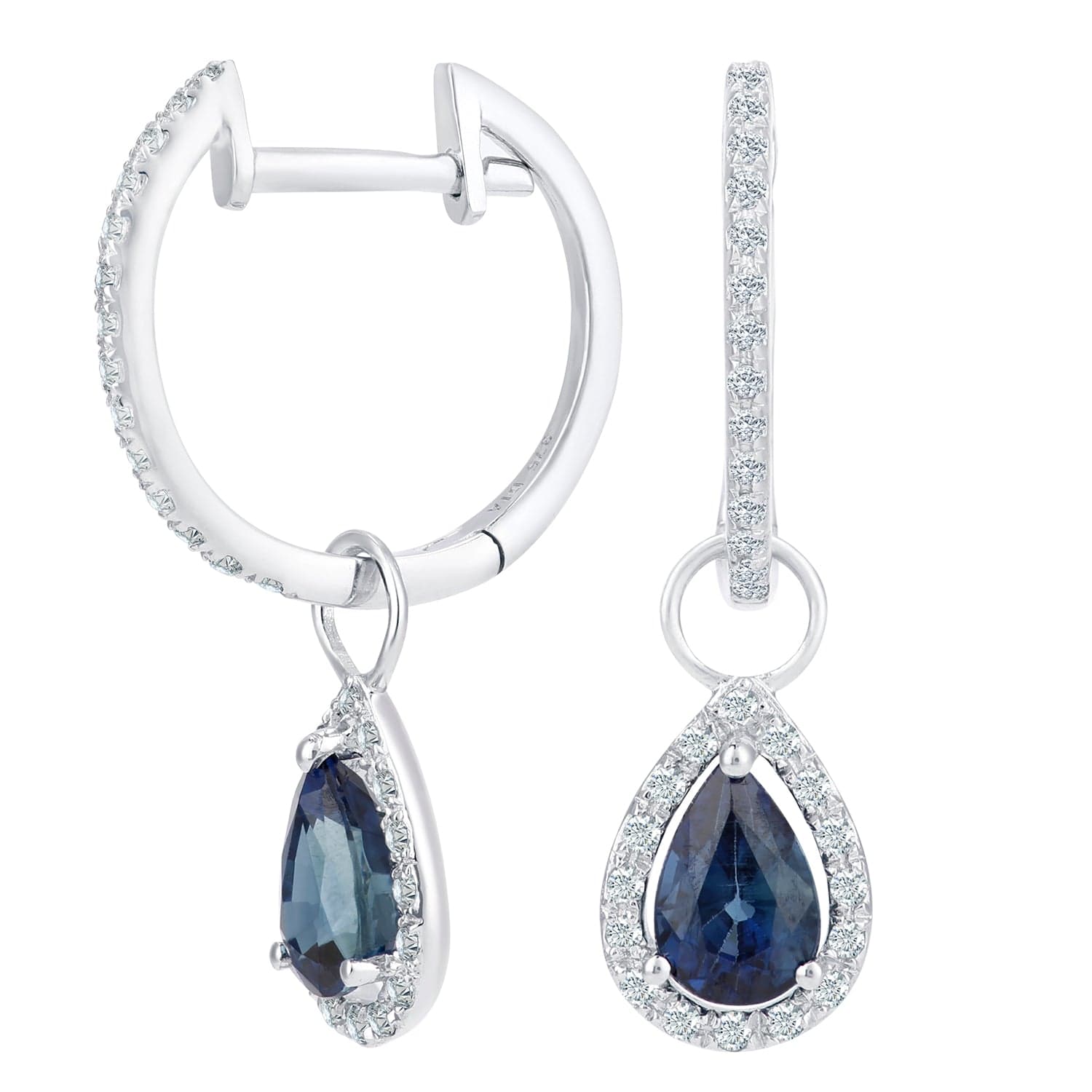 Lynora Luxe Earring White Gold 9ct / Sapphire 9ct White Gold Sapphire Teardrop Diamond Earrings