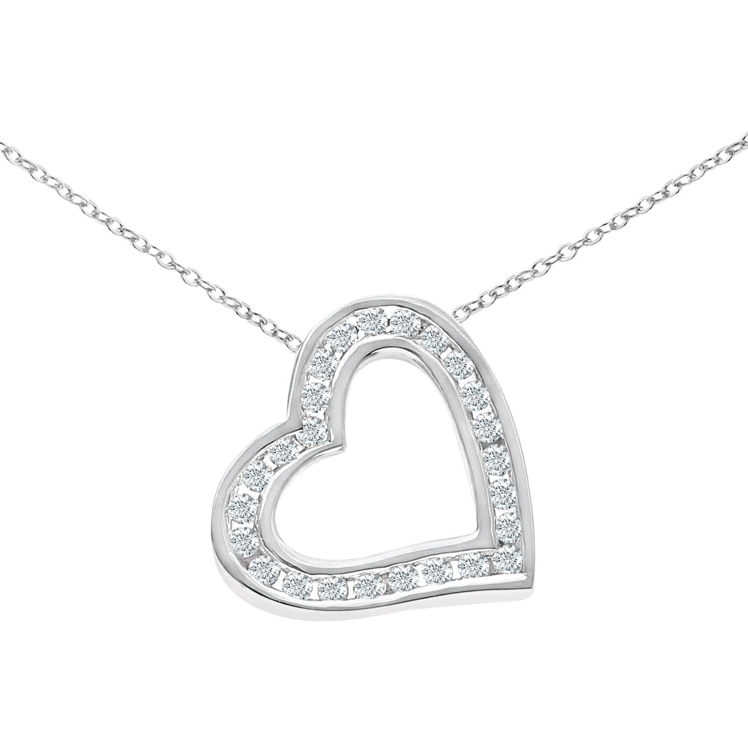 Lynora Luxe Pendant White Gold 9ct / Diamond 9ct White Gold 0.25ct Diamond Heart Pendant Necklace