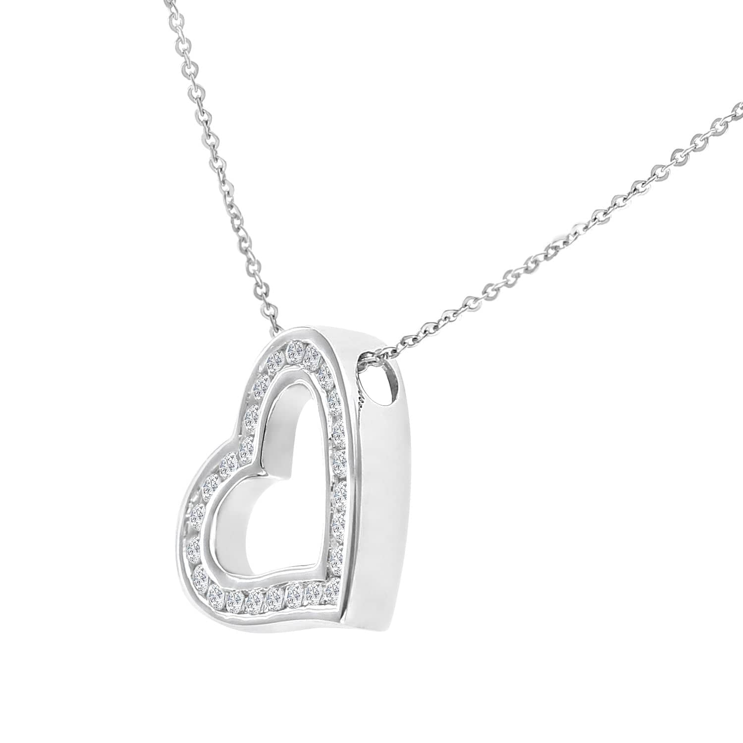 Lynora Luxe Pendant White Gold 9ct / Diamond 9ct White Gold 0.25ct Diamond Heart Pendant Necklace