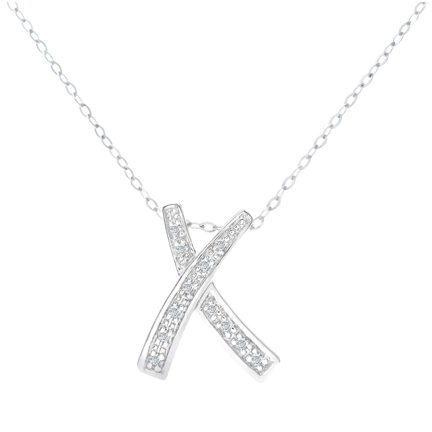 Lynora Luxe Pendant White Gold 9ct / Diamond 9ct White Gold Diamond Kiss Pendant Necklace