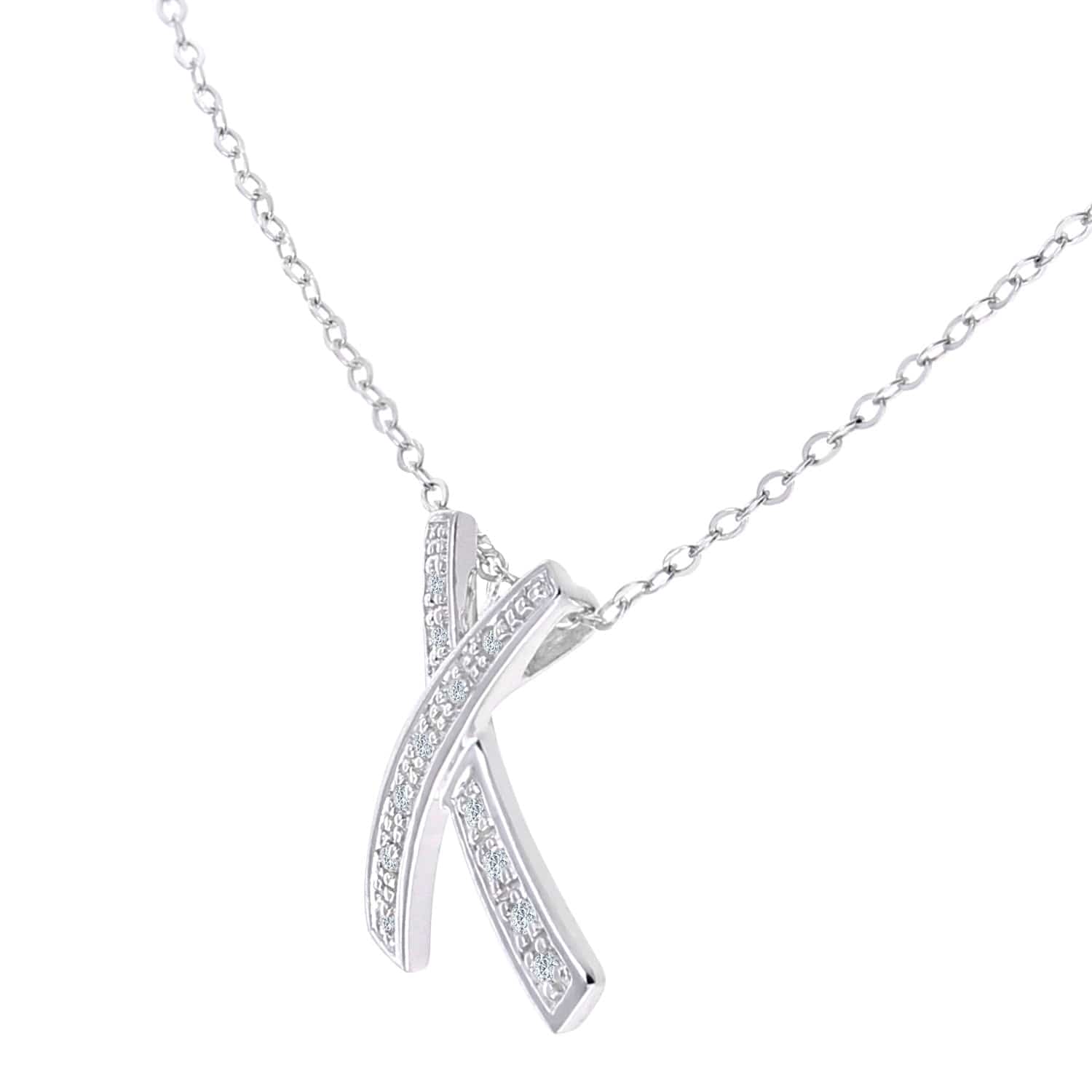 Lynora Luxe Pendant White Gold 9ct / Diamond 9ct White Gold Diamond Kiss Pendant Necklace