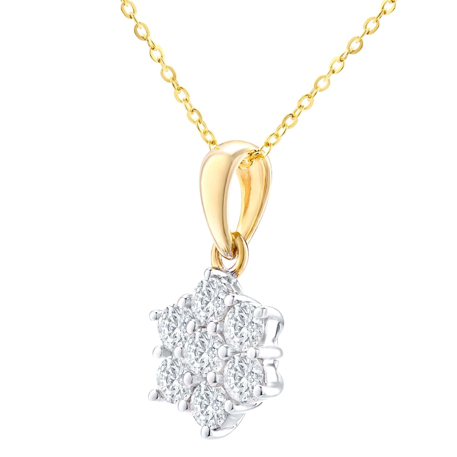 Lynora Luxe Pendant Yellow Gold 9ct / Diamond 9ct Yellow Gold 0.50ct Diamond Cluster Pendant Necklace