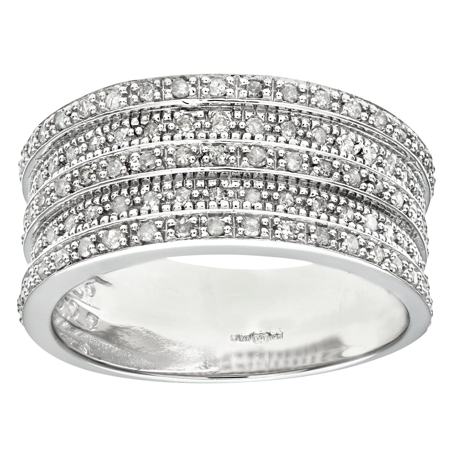 Lynora Luxe Ring 9ct White Gold 0.5ct Multi Row Diamond Half Eternity Ring
