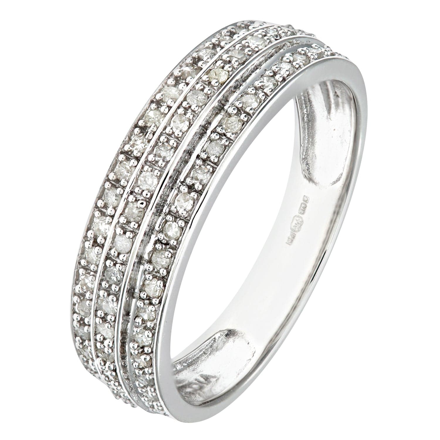 Lynora Luxe Ring White Gold 9ct / Diamond 9ct White Gold 0.25ct Triple Row Diamond Half Eternity Ring