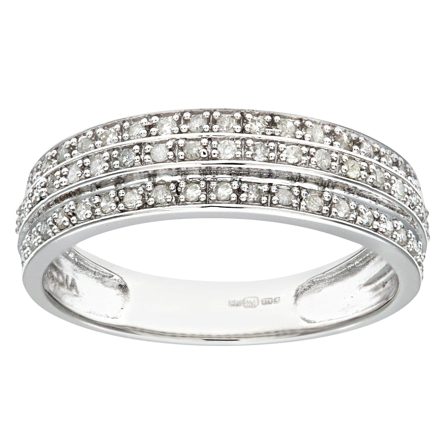 Lynora Luxe Ring White Gold 9ct / Diamond 9ct White Gold 0.25ct Triple Row Diamond Half Eternity Ring