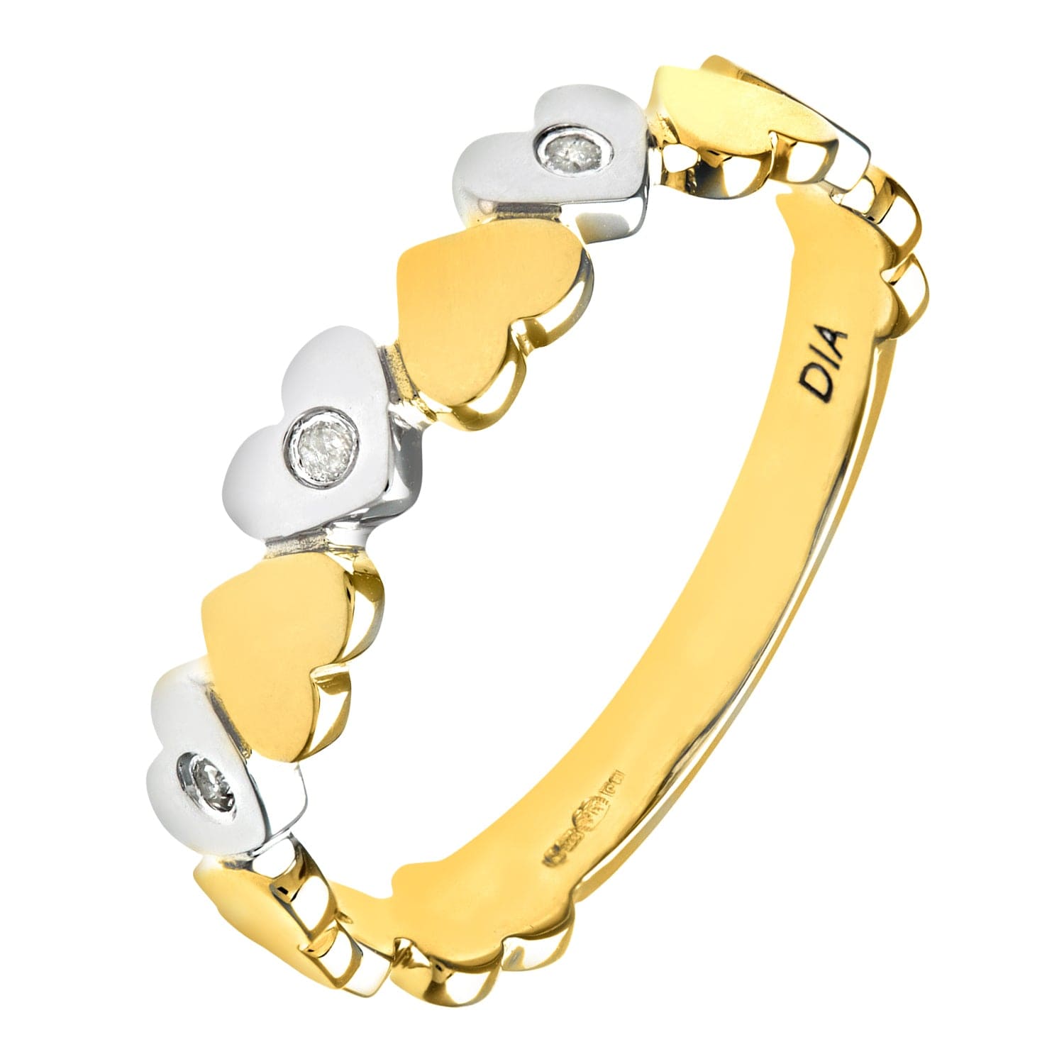 Lynora Luxe Ring Yellow Gold 9ct / Diamond 9ct Yellow and White Gold Diamond Hearts Ring