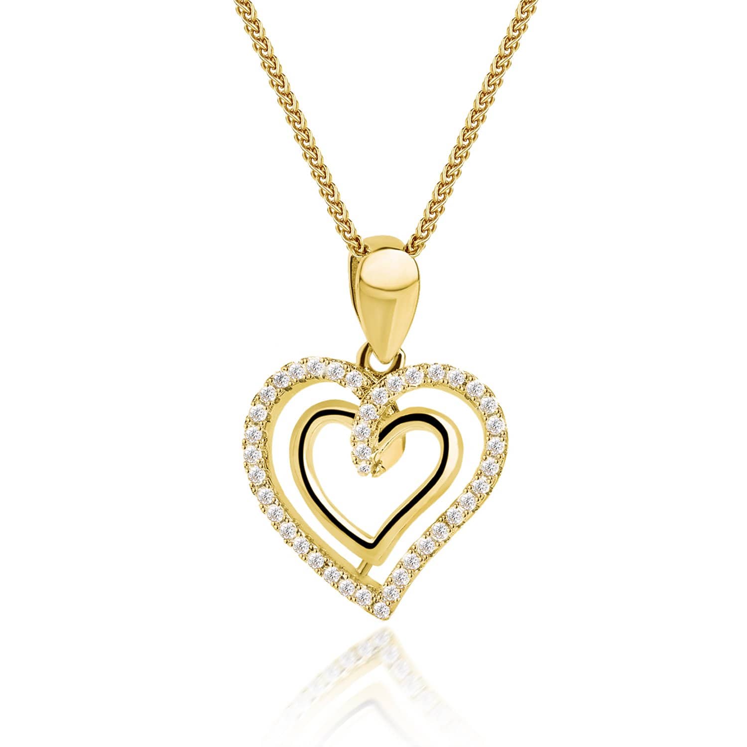 LynoraJewellery ETERNITY HEART PENDANT GOLD PLATED STERLING SILVER